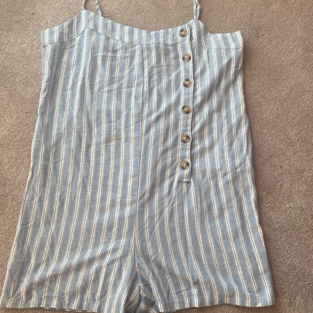 Blue and white romper